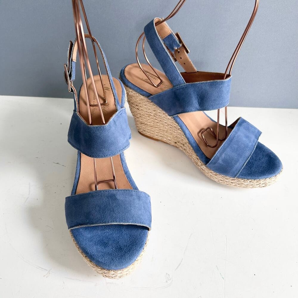 Mauro Volponi Sandals Womens Size 10 Eu 40 Blue Strappy Espadrille Leather Italy